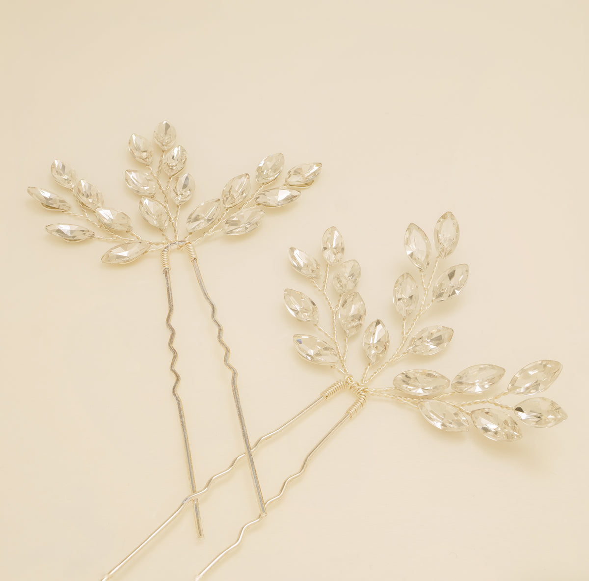 Elinor Crystal Spray Wedding Hair Pins / Silver