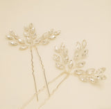 Elinor Crystal Spray Wedding Hair Pins / Silver