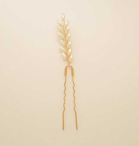 Pampas Style Pearl Sprigs Wedding Hair Pins / Gold
