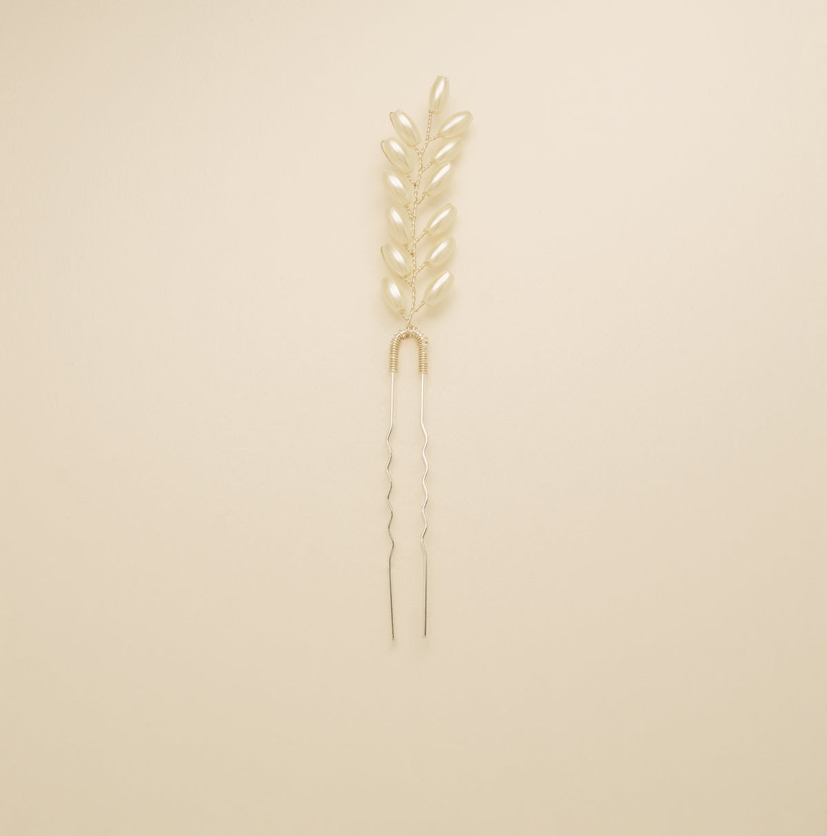 Pampas Style Pearl Sprigs Wedding Hair Pins / Silver