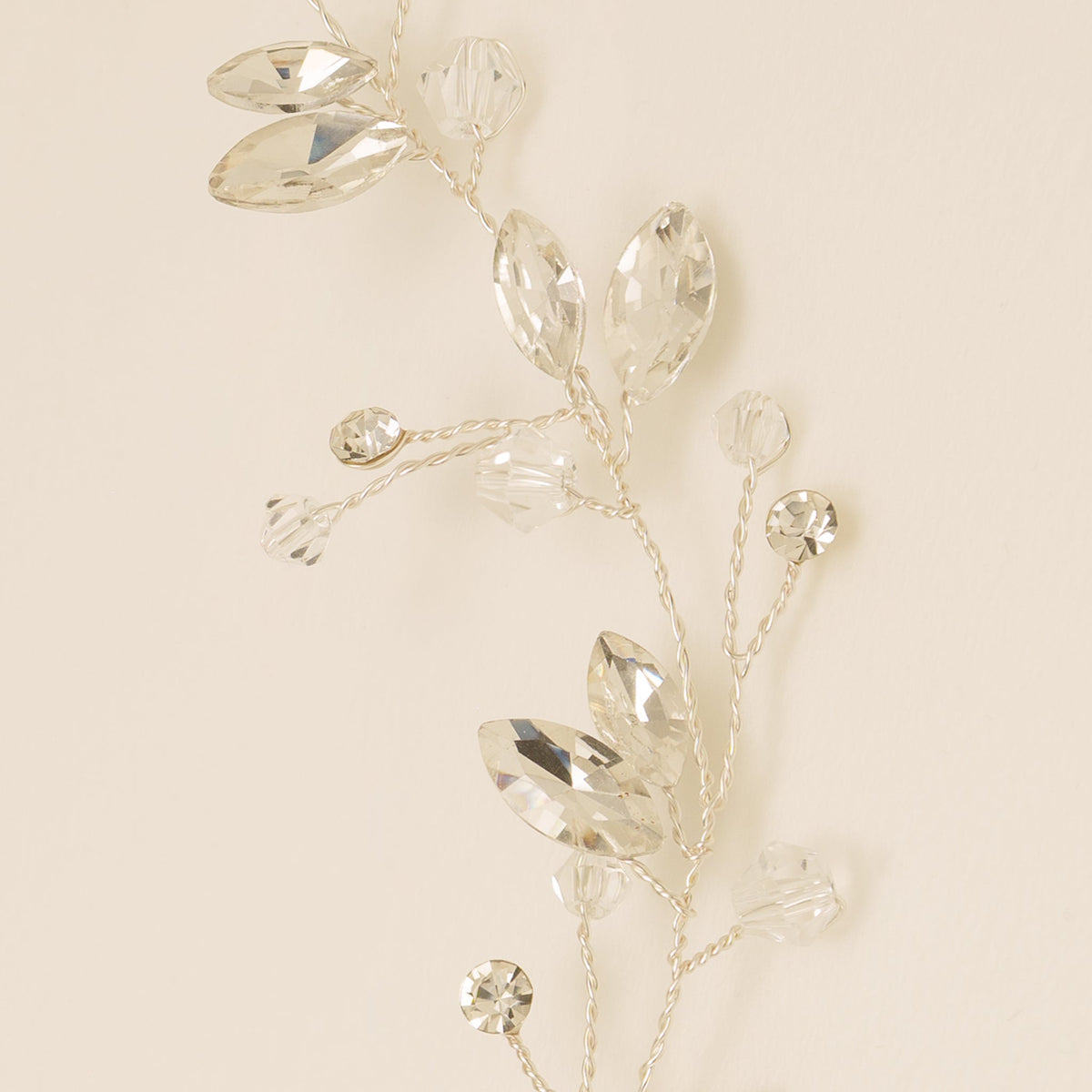 Tessa Long Crystal Hair Vine in Silver