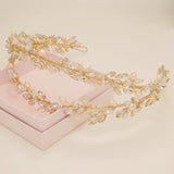 Ava Pearl and Crystal Bridal Headband / Gold