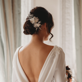 Camilla Flower Pearl Wedding Hair Vine / Silver