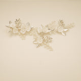Kiki Crystal Pearl Leaves Flowers Wedding Hair Vine / Silver