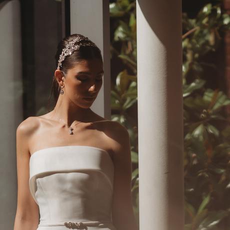 Ava Pearl and Crystal Bridal Headband in Silver