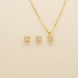 Annie Simple and Elegant Crystal Jewellery Set / Gold