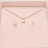 Annie Simple and Elegant Crystal Jewellery Set / Silver