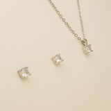 Annie Simple and Elegant Crystal Jewellery Set / Silver