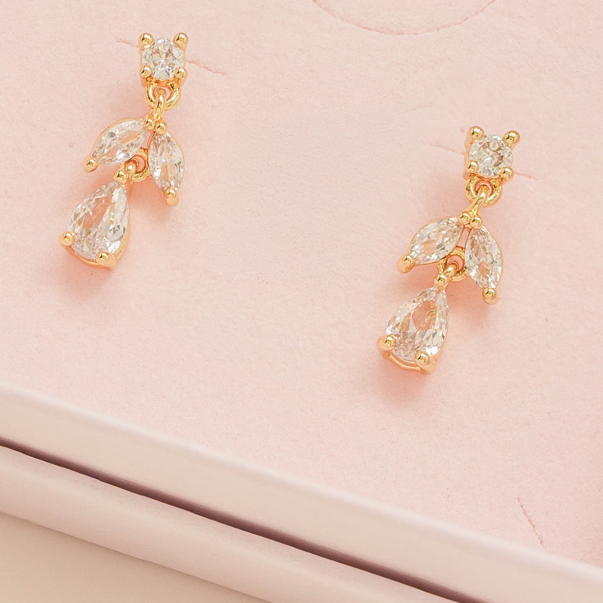 Belle Crystal Wedding Earrings / Gold