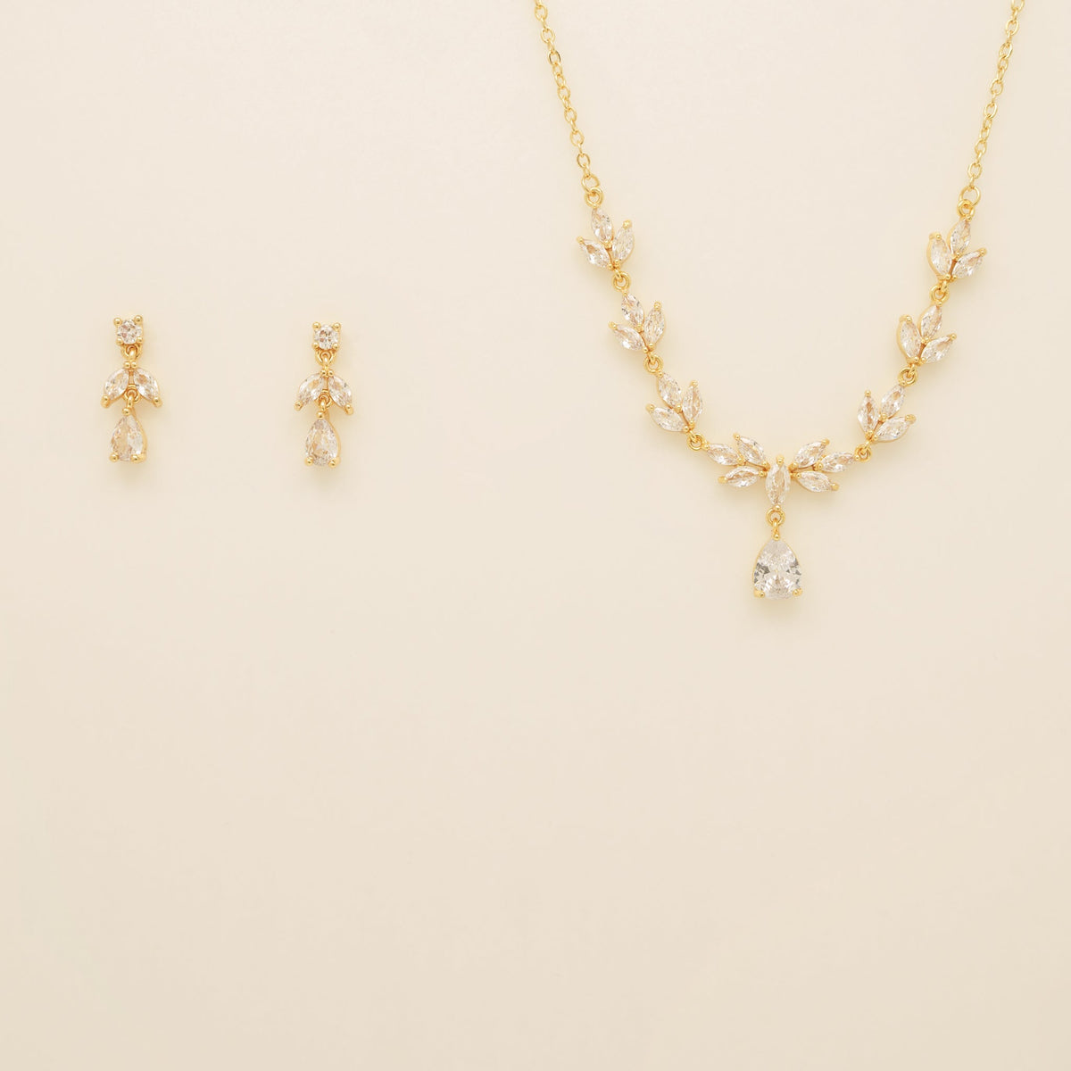 Belle Crystal Wedding Jewellery Set / Gold