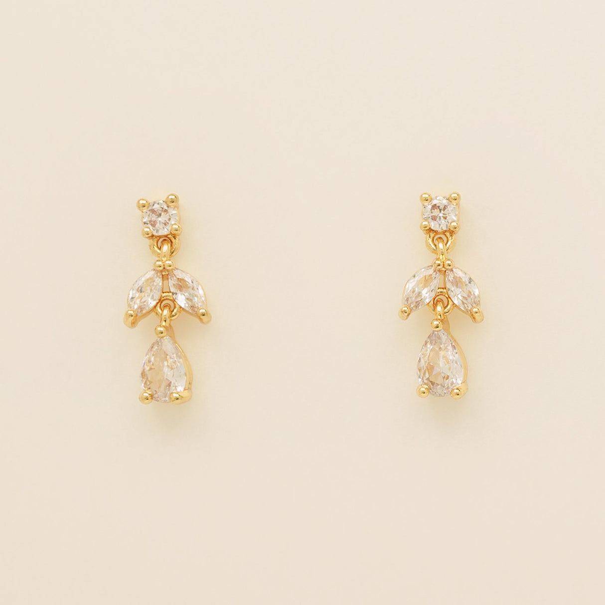 Belle Crystal Wedding Earrings / Gold