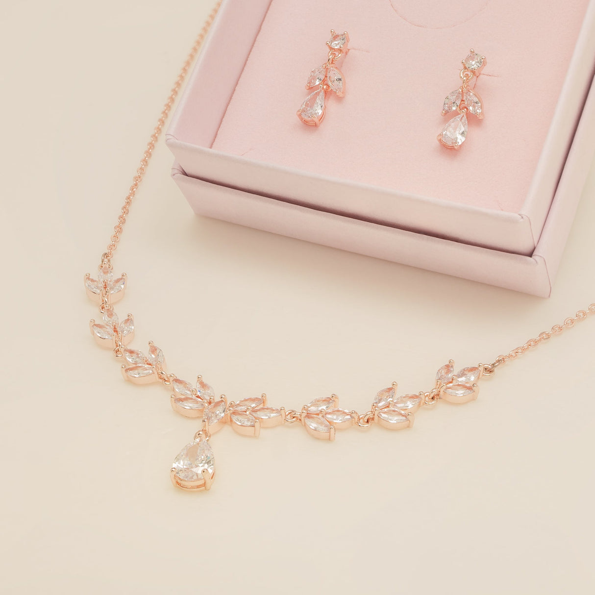 Belle Crystal Wedding Jewellery Set / Rose Gold