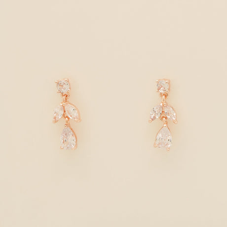 Belle Crystal Wedding Earrings / Rose Gold