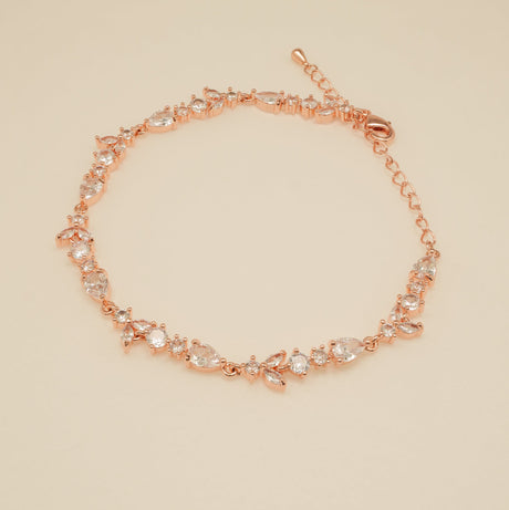 Cleo Crystal Wedding Bracelet / Rose Gold