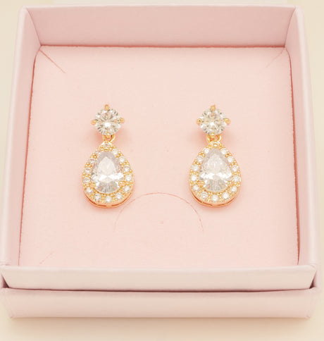 Club Classic Crystal Wedding Earrings in Gold photo 4