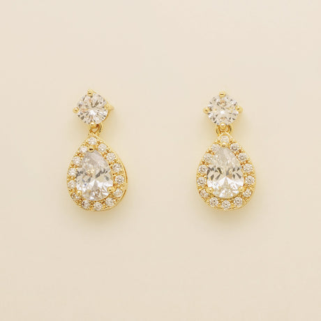 Club Classic Crystal Wedding Earrings in Gold photo 5