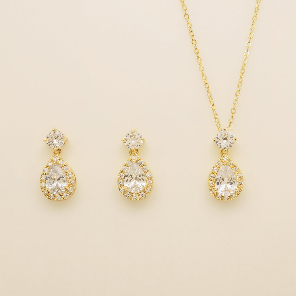 Club Classic Crystal Wedding Jewellery Set in Gold photo 2