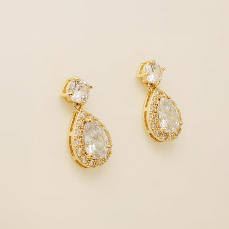 Club Classic Crystal Wedding Earrings in Gold photo 3