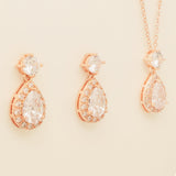 Club Classic Crystal Wedding Jewellery Set in Rose Gold