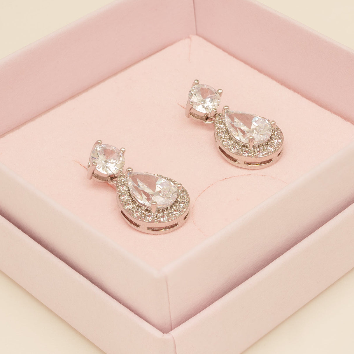 Club Classic Crystal Wedding Earrings in Silver photo 4
