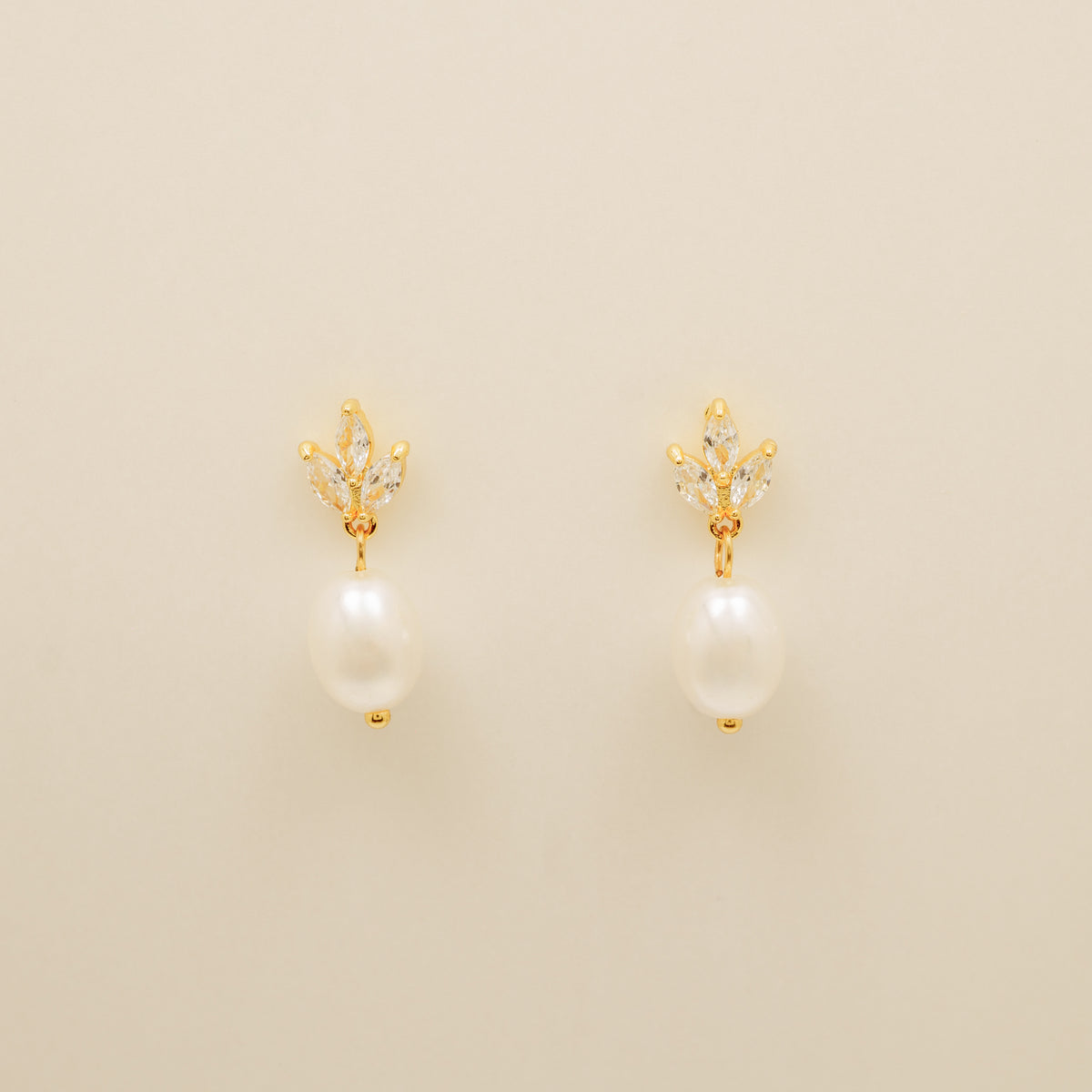 Coco Pearl and Crystal Drop Earrings / Gold