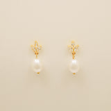 Coco Pearl and Crystal Drop Earrings / Gold