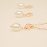 Coco Pearl and Crystal Drop Jewellery Set / Rose Gold