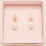 Coco Pearl and Crystal Drop Earrings / Rose Gold