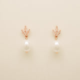 Coco Pearl and Crystal Drop Earrings / Rose Gold