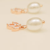Coco Pearl and Crystal Drop Earrings / Rose Gold