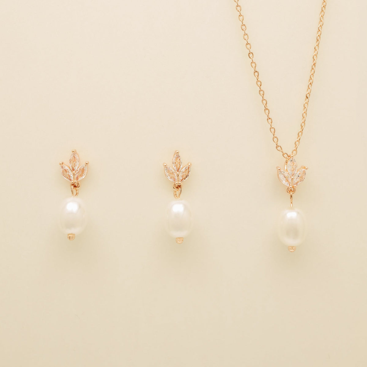 Coco Pearl and Crystal Drop Jewellery Set / Rose Gold