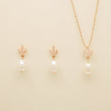 Coco Pearl and Crystal Drop Jewellery Set / Rose Gold