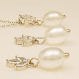 Coco Pearl and Crystal Drop Jewellery Set / Silver