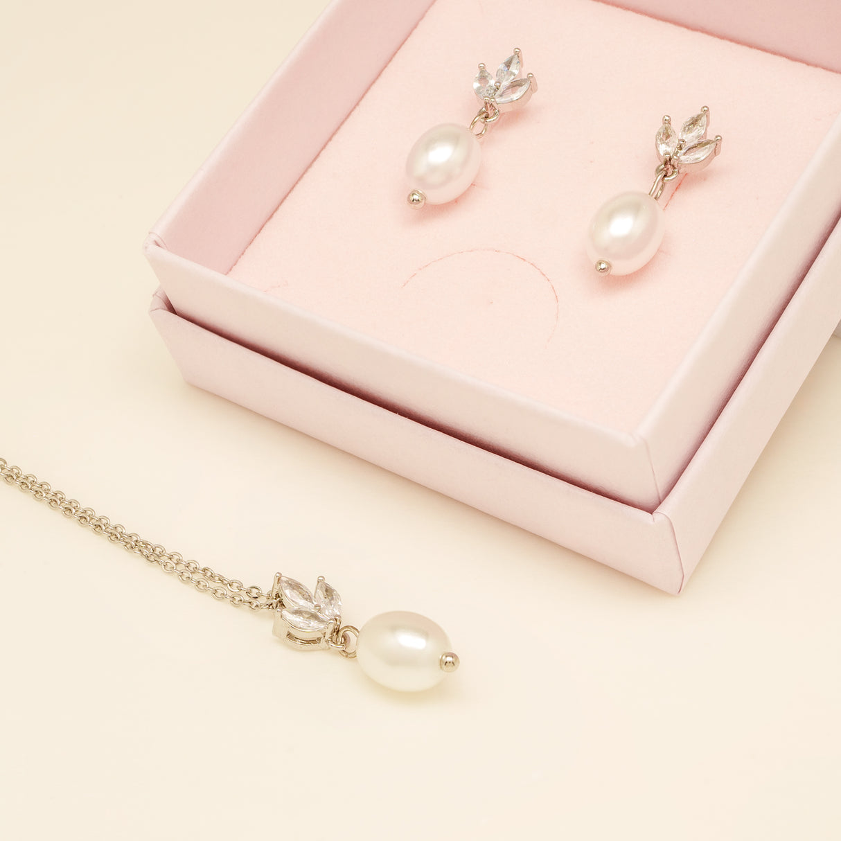 Coco Pearl and Crystal Drop Earrings / Silver