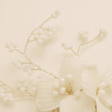 Daisy Floral Ceramic Wedding Hair Comb / Silver