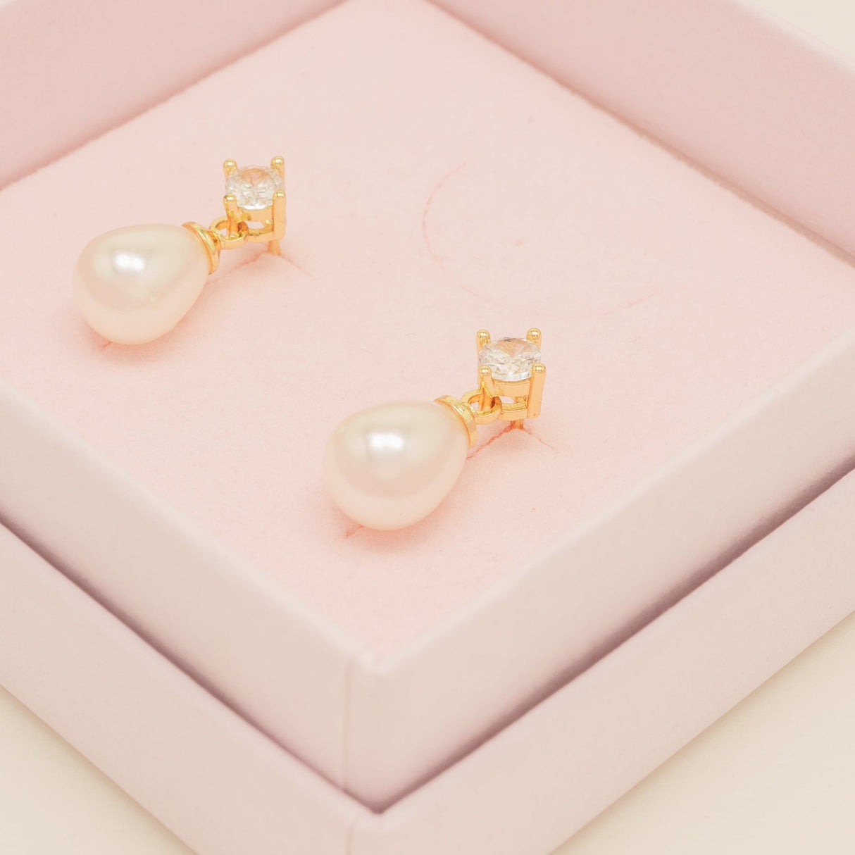 Eclipse Pearl and Crystal Bridal Earrings / Gold