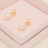 Eclipse Pearl and Crystal Bridal Earrings / Gold