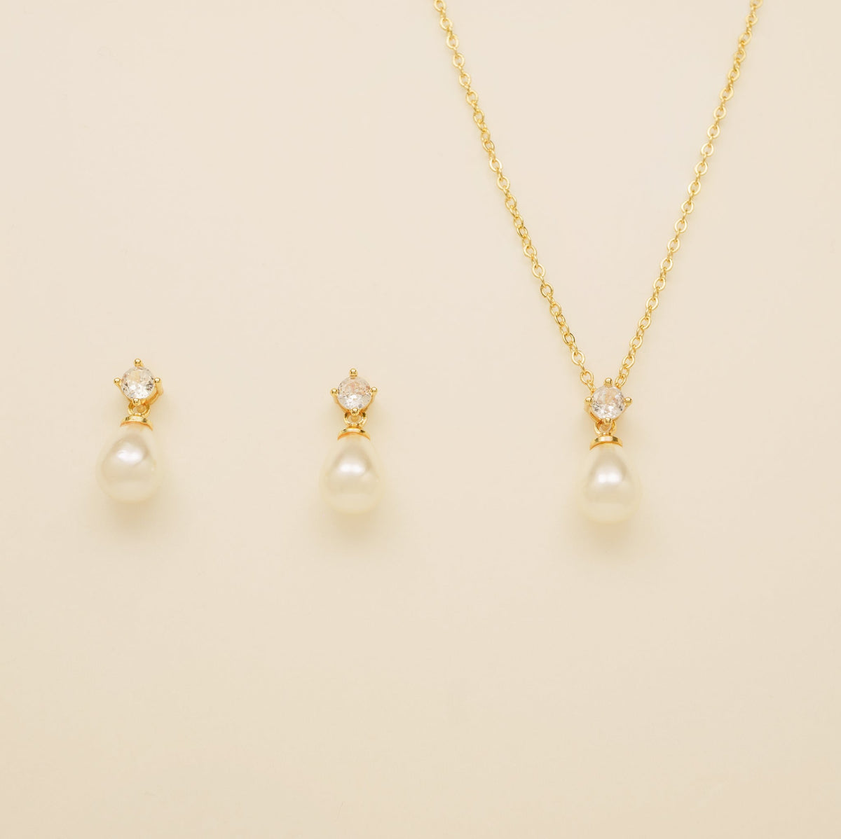 Eclipse Pearl and Crystal Bridal Wedding Jewellery Set / Gold
