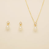 Eclipse Pearl and Crystal Bridal Wedding Jewellery Set / Gold