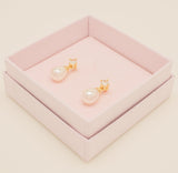Eclipse Pearl and Crystal Bridal Earrings / Gold