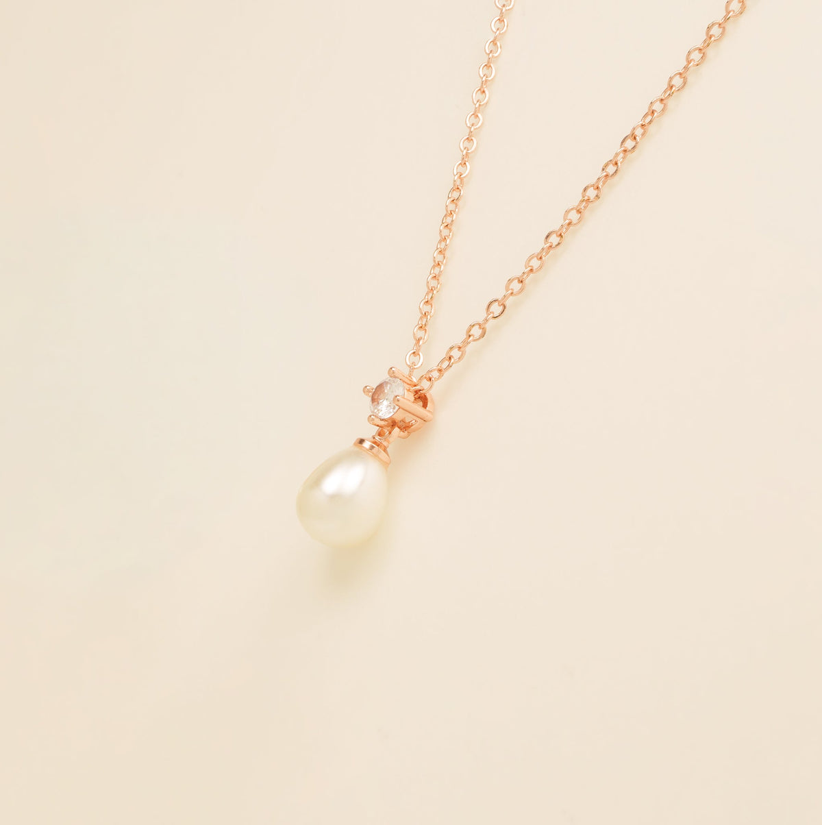 Eclipse Pearl and Crystal Bridal Necklace / Rose Gold