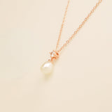 Eclipse Pearl and Crystal Bridal Necklace / Rose Gold