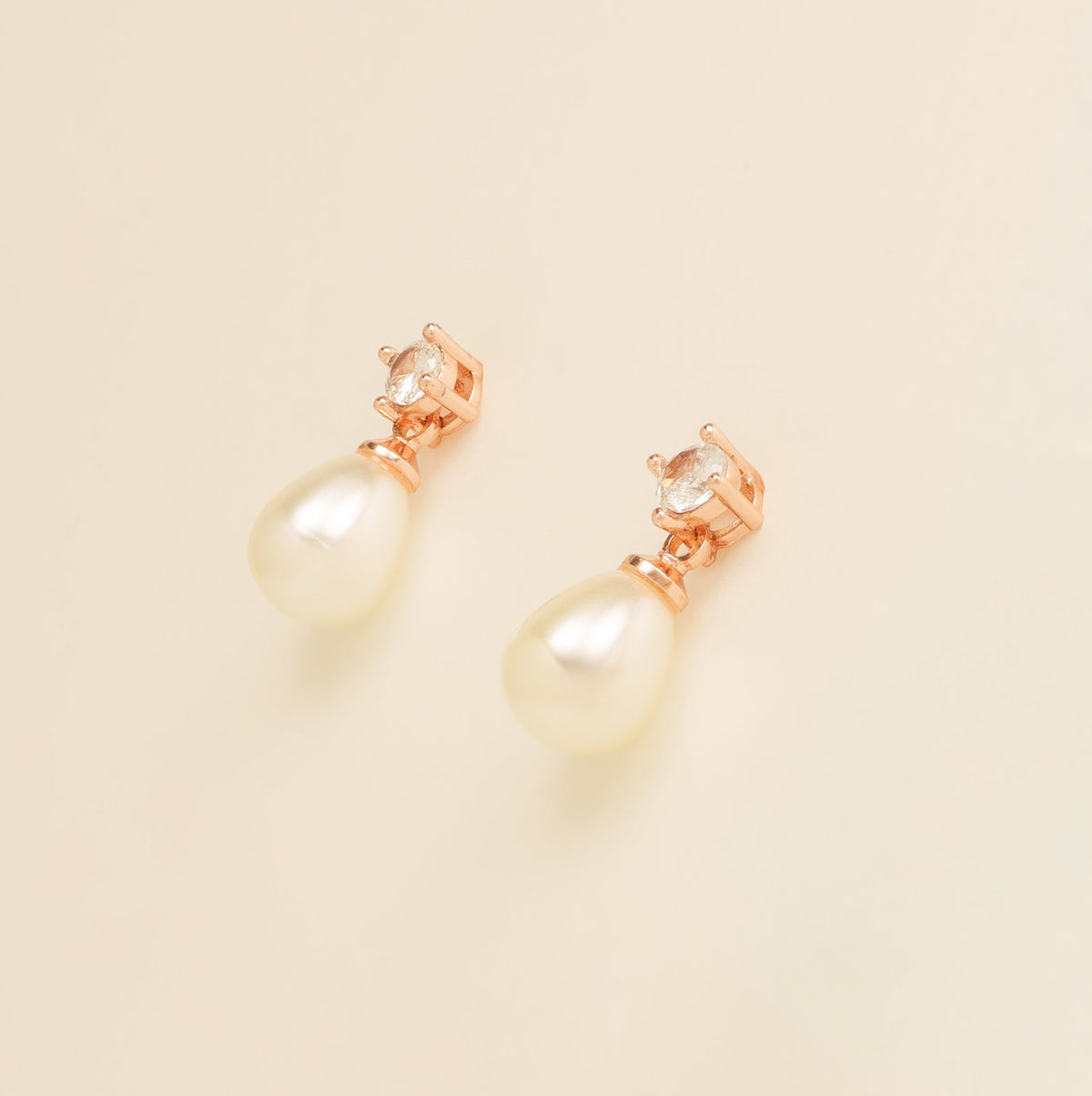 Eclipse Pearl and Crystal Bridal Earrings / Rose Gold