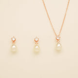 Eclipse Pearl and Crystal Bridal Wedding Jewellery Set / Rose Gold
