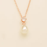 Eclipse Pearl and Crystal Bridal Wedding Jewellery Set / Rose Gold