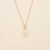 Eclipse Pearl and Crystal Bridal Necklace / Rose Gold