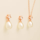 Eclipse Pearl and Crystal Bridal Wedding Jewellery Set / Rose Gold
