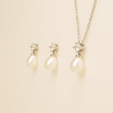 Eclipse Pearl and Crystal Bridal Wedding Jewellery Set in Silver photo 7