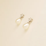 Eclipse Pearl and Crystal Bridal Earrings / Silver