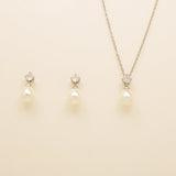 Eclipse Pearl and Crystal Bridal Wedding Jewellery Set in Silver photo 2